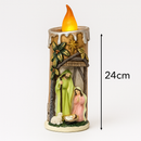 Vela Decorativa com Presépio e Luz LED – 24 cm